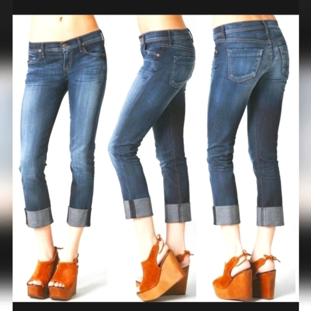 COH Citizens of Humanity Dani Cropped Straight Leg Cuffed Blue Jeans Sz 26 - Picture 2 of 13